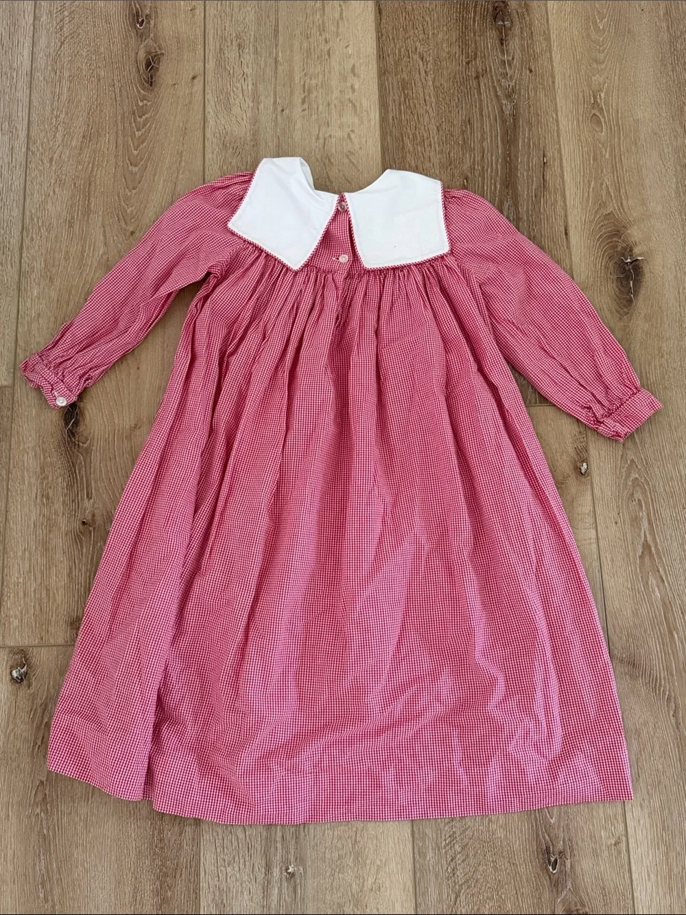 Little English | Red Gingham Long-Sleeve Dress with White Bib | size 6X